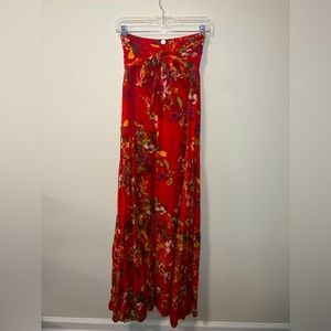 Free People floral red flowy pants, size Large